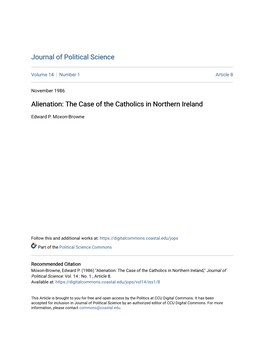 Alienation: the Case of the Catholics in Northern Ireland