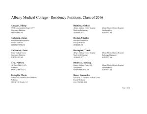 Residency Positions, Class of 2016