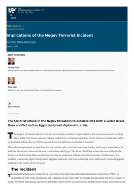 Implications of the Negev Terrorist Incident | the Washington Institute