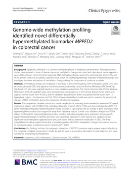 Genome-Wide Methylation Profiling Identified Novel Differentially