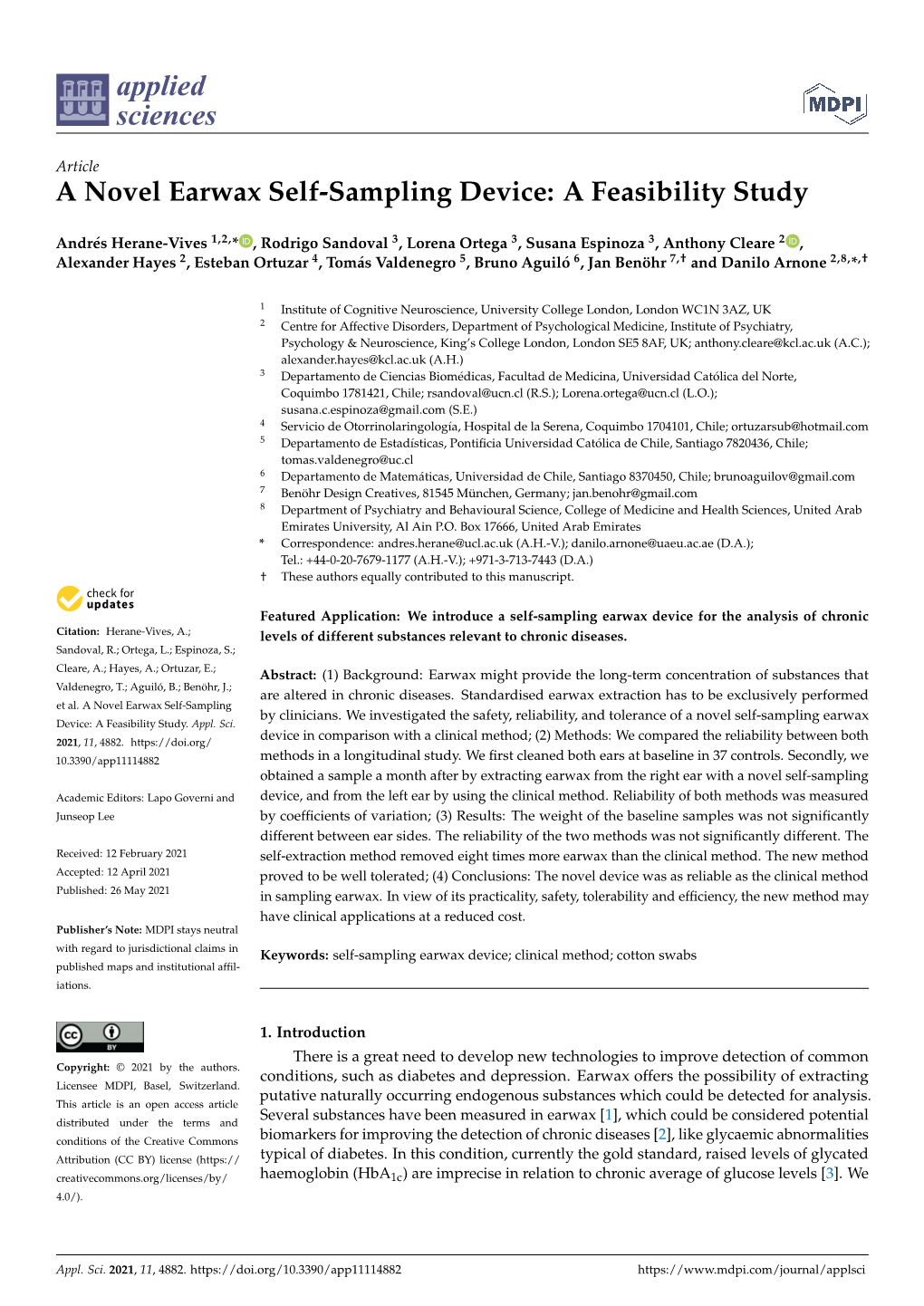 A Novel Earwax Self-Sampling Device: a Feasibility Study