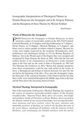 Iconographic Interpretations of Theological Themes in Pseudo-Dionysius the Areopagite and in St. Gregory Palamas and the Reception of These Themes by Meister Eckhart