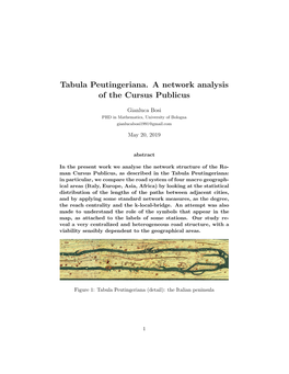 Tabula Peutingeriana. a Network Analysis of the Cursus Publicus