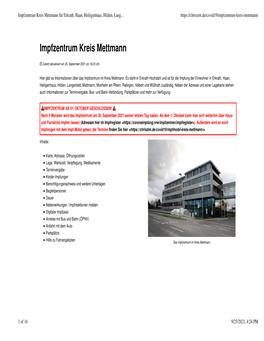 Impfzentrum Kreis Mettmann Für Erkrath, Haan, Heiligenhaus, Hilden, Lang