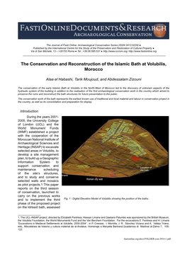 The Conservation and Reconstruction of the Islamic Bath at Volubilis, Morocco