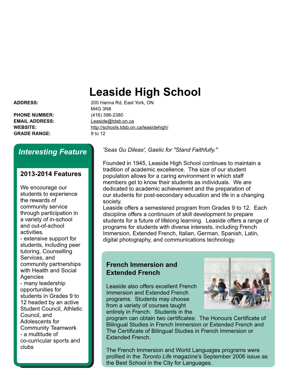 Leaside High School