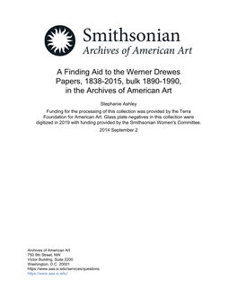 A Finding Aid to the Werner Drewes Papers, 1838-2015, Bulk 1890-1990, in the Archives of American Art