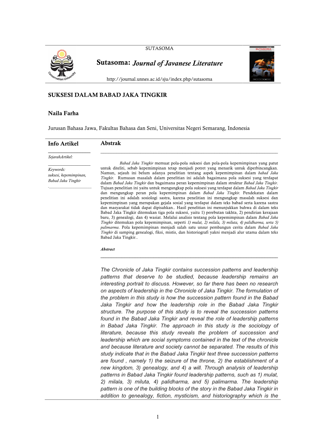 Sutasoma: Journal of Javanese Literature