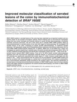 Improved Molecular Classification of Serrated Lesions of the Colon By