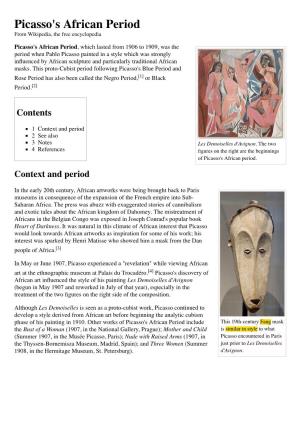 Picasso's African Period from Wikipedia, the Free Encyclopedia