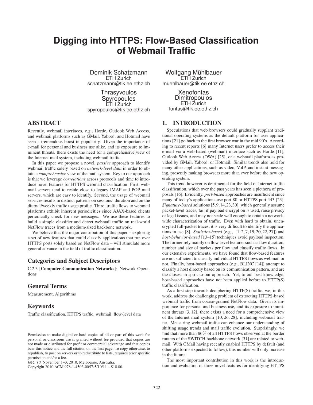 Digging Into HTTPS: Flow-Based Classification of Webmail Traffic