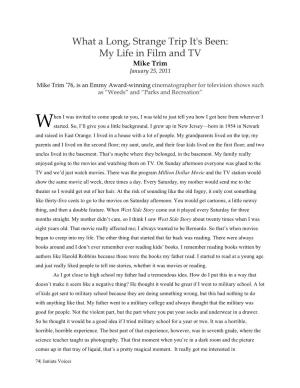 My Life in Film and TV Mike Trim January 25, 2011