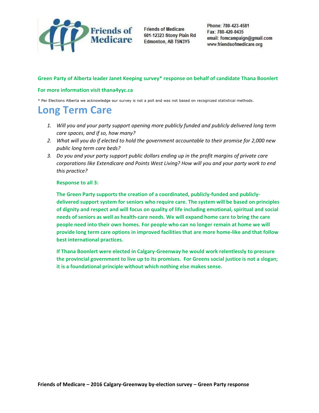 Long Term Care