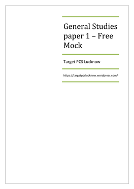 General Studies Paper 1 – Free Mock