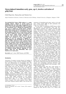 Stress-Induced Immediate-Early Gene, Egr-1, Involves Activation of P38/JNK1