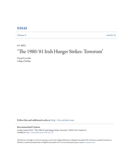 "The 1980/81 Irish Hunger Strikes: Terrorism"