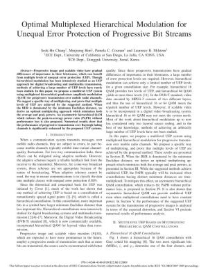 Optimal Multiplexed Hierarchical Modulation for Unequal Error Protection of Progressive Bit Streams