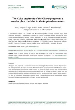 The Cuito Catchment of the Okavango System: a Vascular Plant Checklist