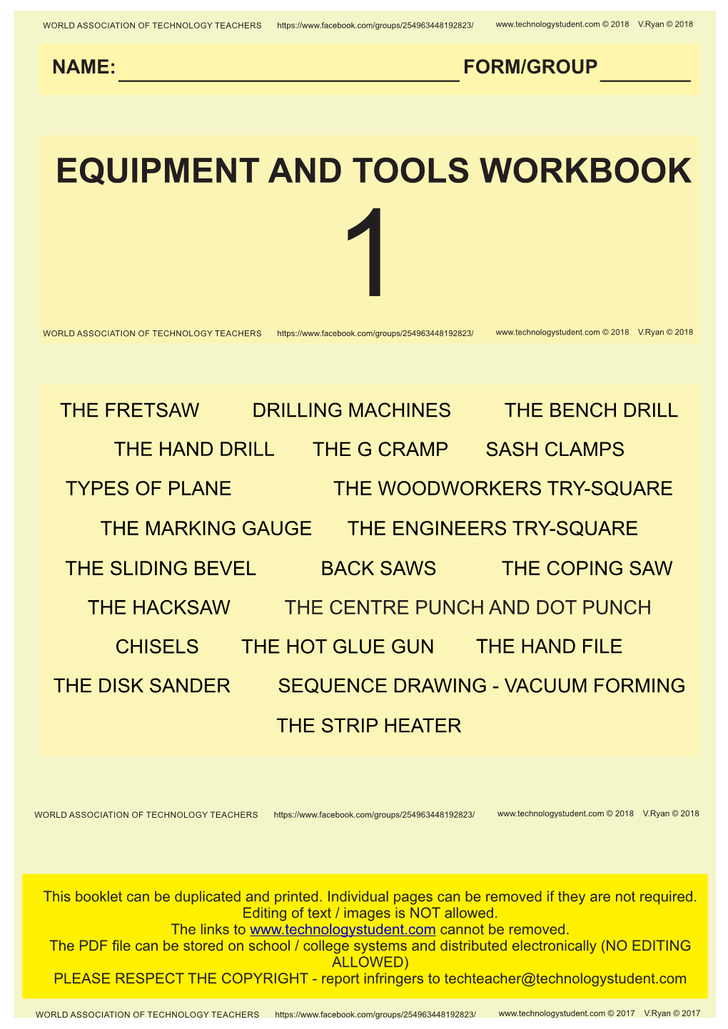 Equipment and Tools Workbook