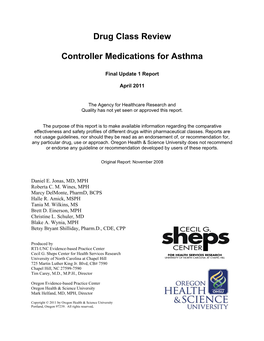 Drug Class Review Controller Medications for Asthma