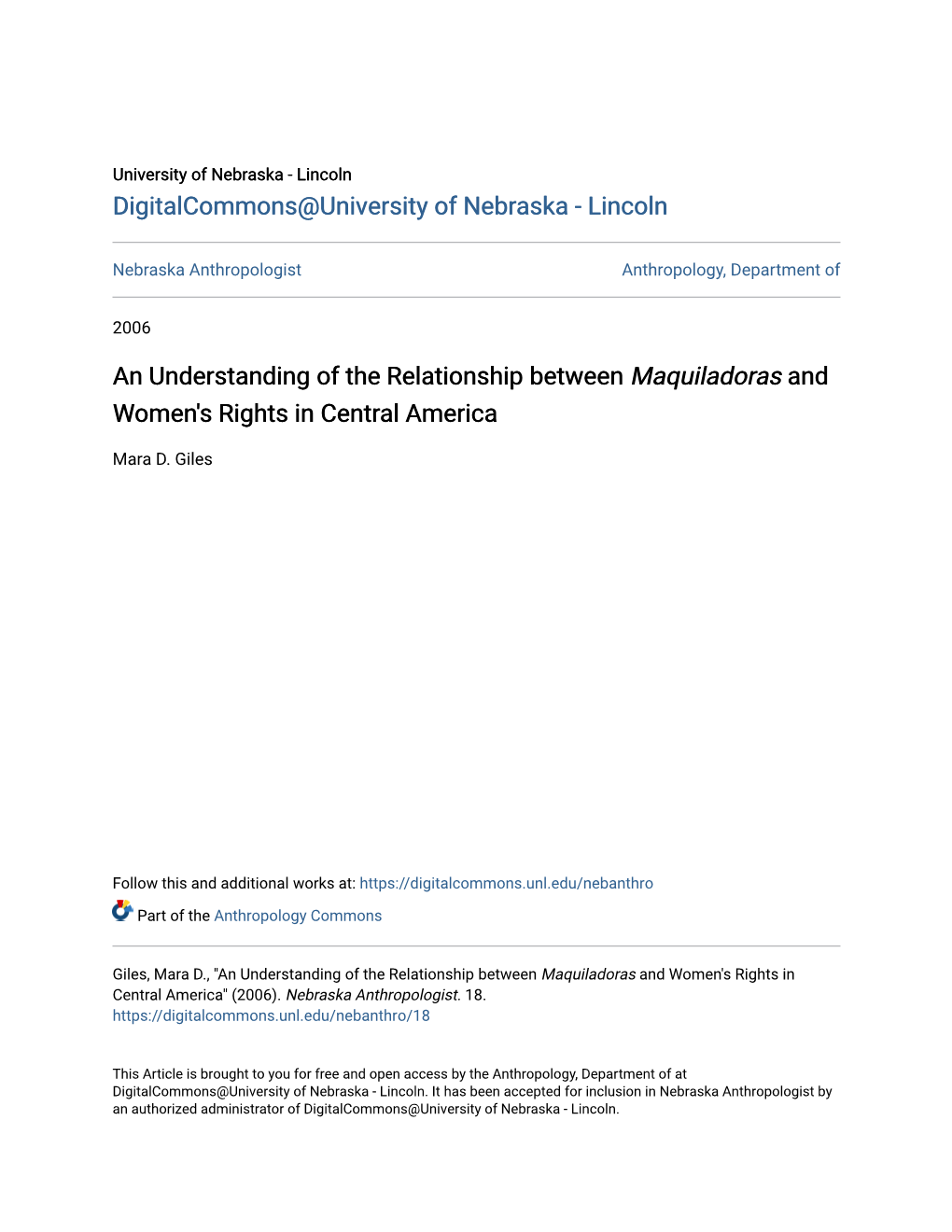 An Understanding of the Relationship Between Maquiladoras and Women's Rights in Central America