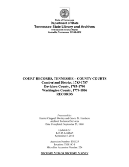 Tennessee County Court Records (Cumberland, Davidson