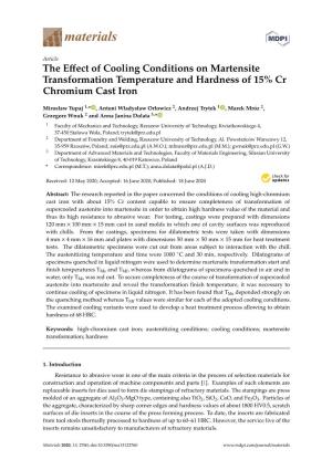 The Effect of Cooling Conditions on Martensite Transformation