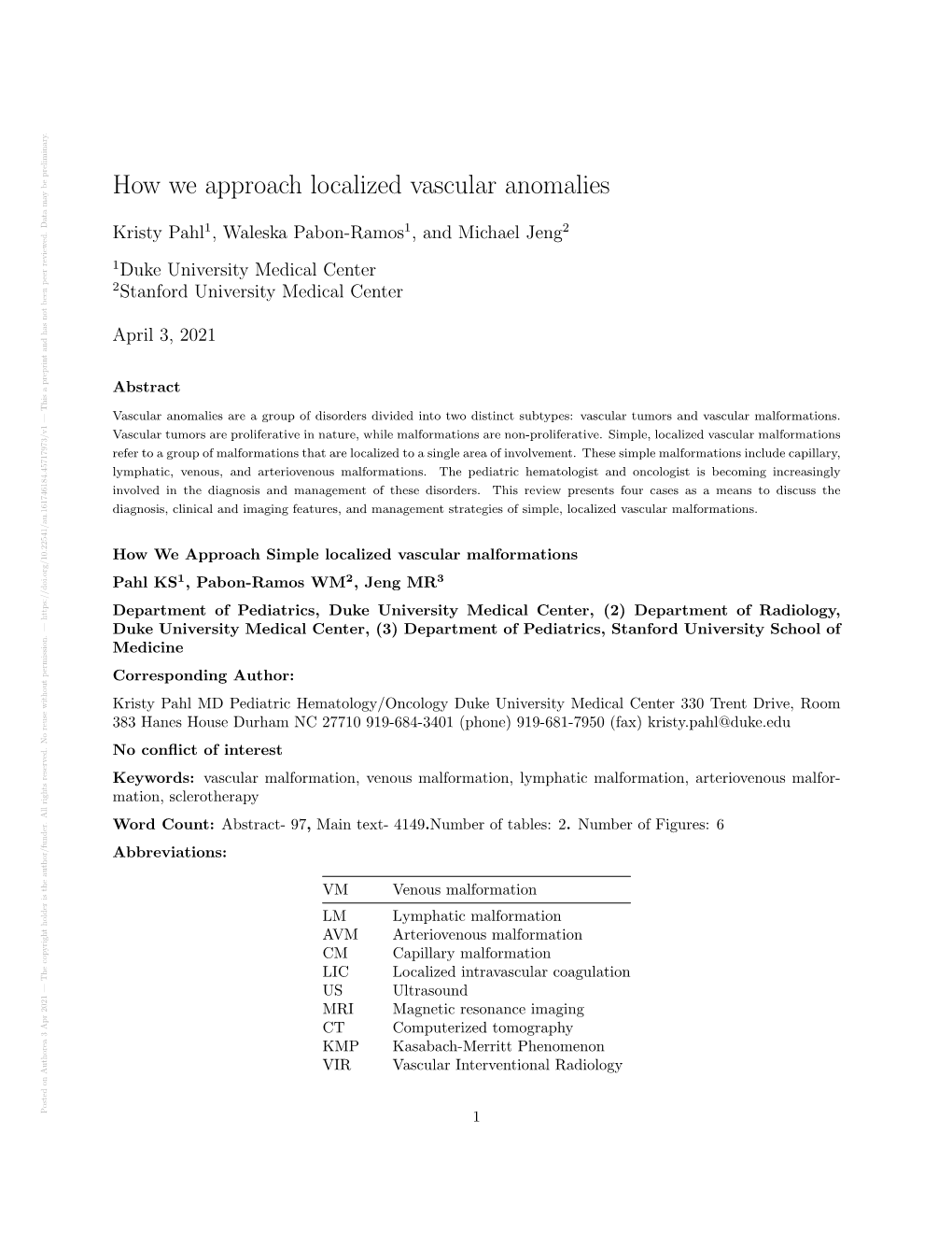 How We Approach Localized Vascular Anomalies