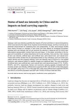 Status of Land Use Intensity in China and Its Impacts on Land Carrying Capacity