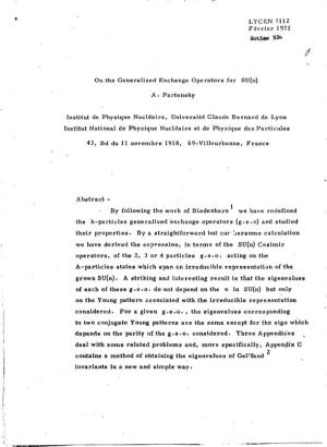 LYCEN 7112 Février 1972 Notice 92Ft on the Generalized Exchange