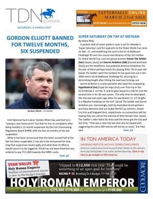 Gordon Elliott Banned for Twelve Months, Six