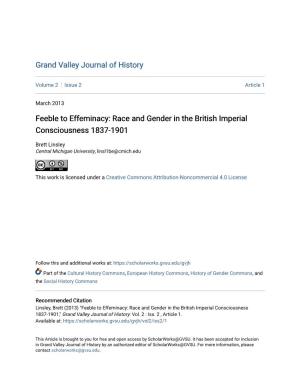 Feeble to Effeminacy: Race and Gender in the British Imperial Consciousness 1837-1901