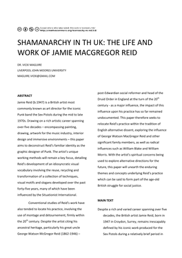 Vicki Maguire SHAMANARCHY in TH UK the LIFE and WORK OF