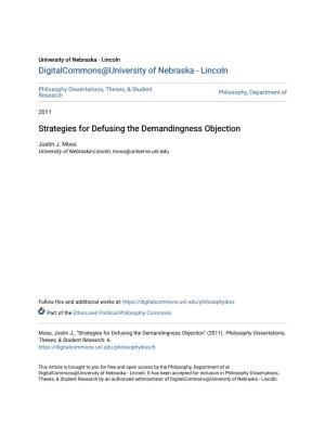 Strategies for Defusing the Demandingness Objection