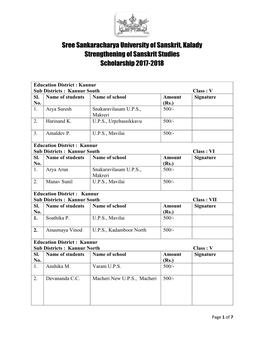 Kannur Sub Districts : Kannur South Class : V Sl