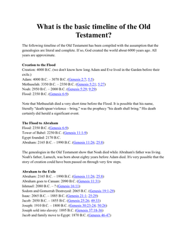 What Is the Basic Timeline of the Old Testament?