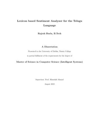 Lexicon Based Sentiment Analyzer for the Telugu Language