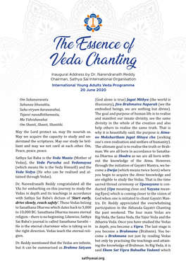 The Essence of Veda Chanting Inaugural Address by Dr