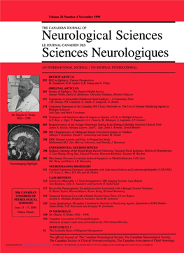 Neurological Sciences LE JOURNAL CANADIEN DES Sciences Neurologiques