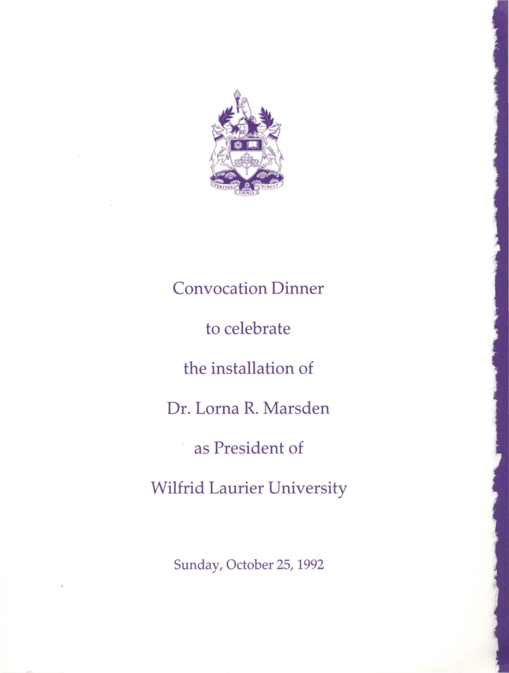 Convocation Dinner to Celebrate the Installation of Dr. Lorna R. Marsden