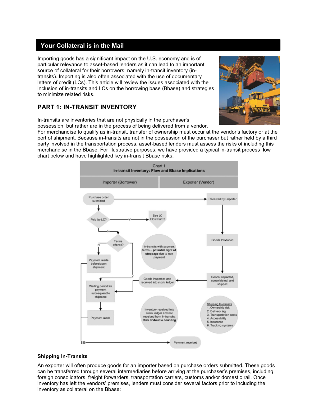 PART 1: IN-TRANSIT INVENTORY Your Collateral Is in the Mail