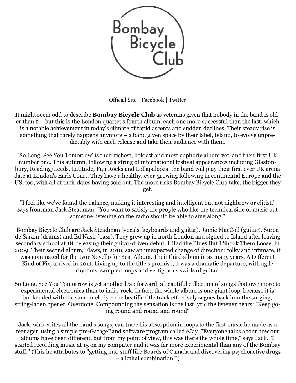 Bombay Bicycle Club Biog