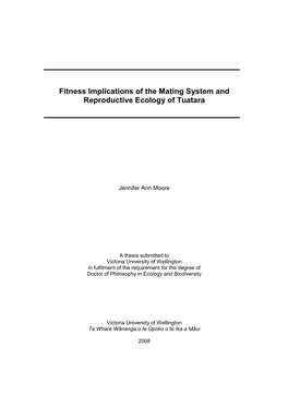 Fitness Implications of the Mating System and Reproductive Ecology of Tuatara
