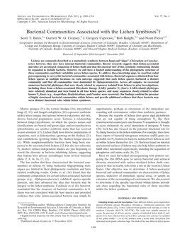 Bacterial Communities Associated with the Lichen Symbiosisᰔ† Scott T