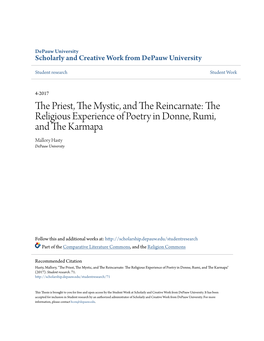 The Priest, the Mystic, and the Reincarnate: the Religious Experience of Poetry in Donne, Rumi, and the Karmapa