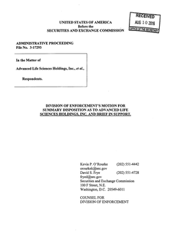 Advanced Life Sciences Holdings, Inc., Anoteros, Inc., Emperial Americas, Inc., Nord Resources Corporation, and UNR Holdings, In