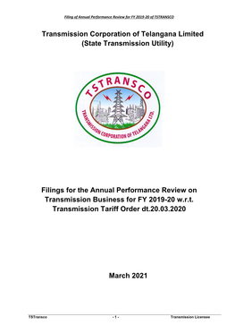 (State Transmission Utility) Filings for the Annual Performance Review On