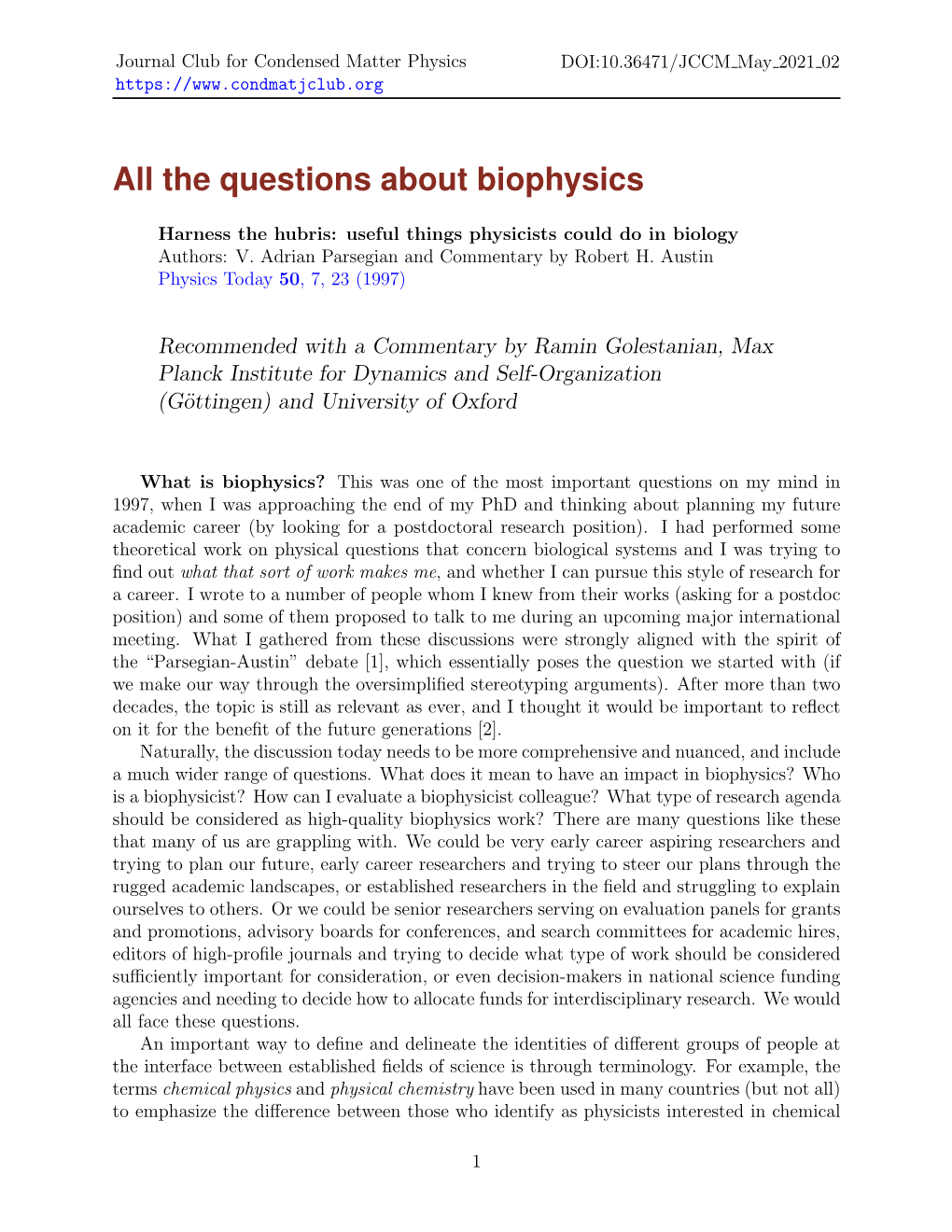 All the Questions About Biophysics