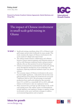 The Impact of Chinese Involvement in Small-Scale Gold Mining in Ghana