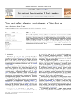 Wood Species Affects Laboratory Colonization Rates of Chlorociboria Sp